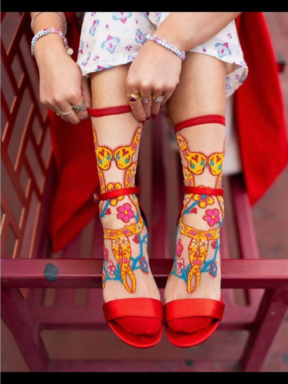 Year of the Snake Sheer Crew Sock. Price firm.